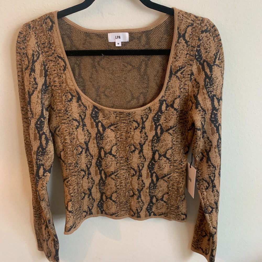 LPA Long Sleeve Snake Print Mylo Top Size M